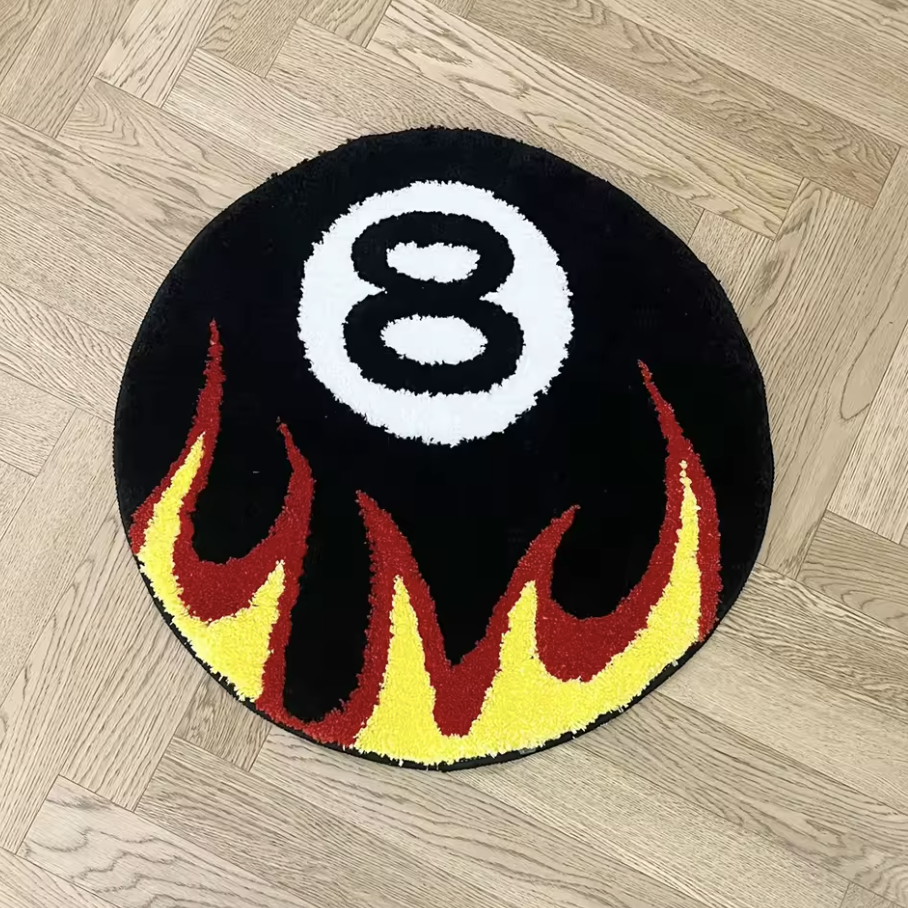 Fire Styled 8 Ball Rug