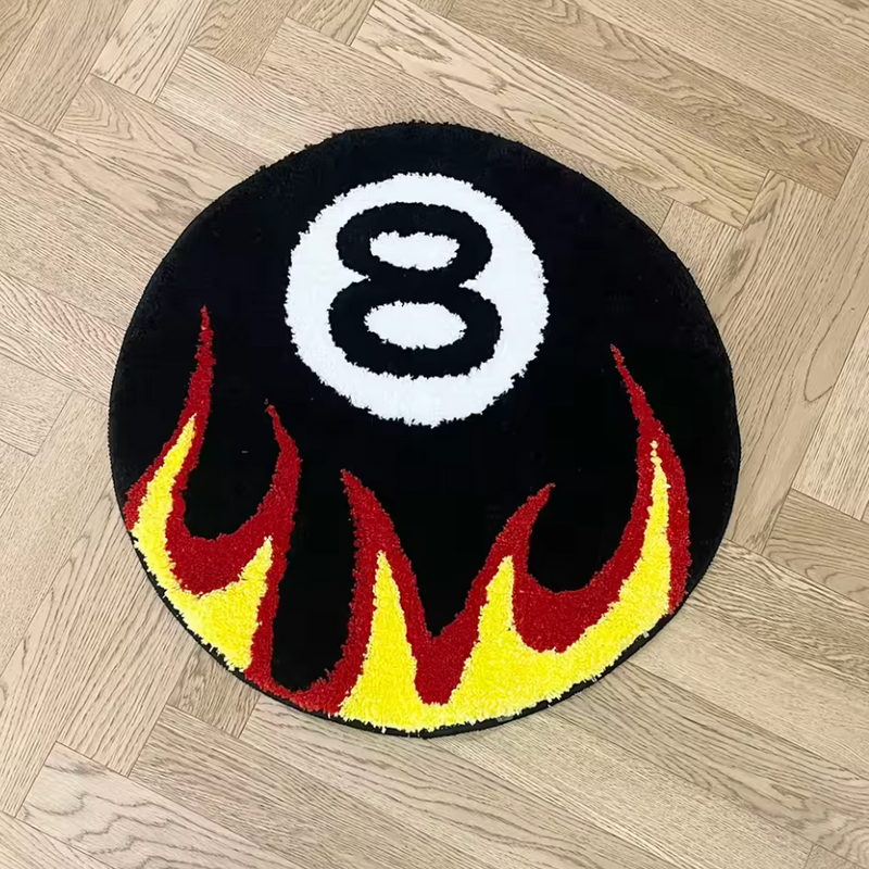 Fire Styled 8 Ball Rug